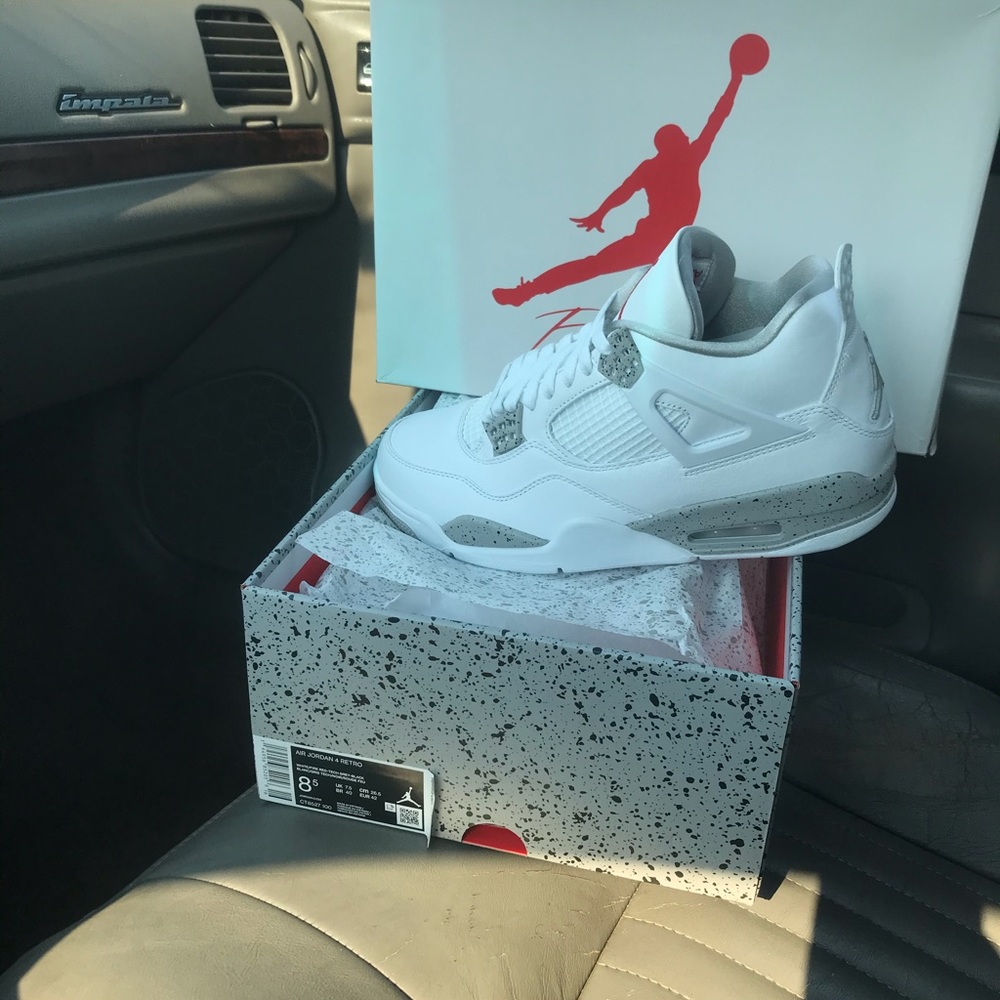 All white & gray Atlantic Jordans